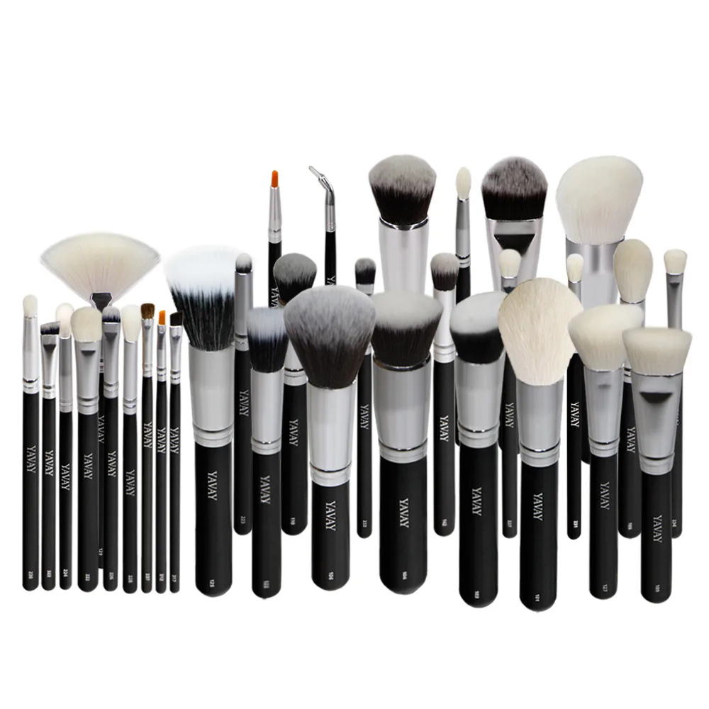 YAVAY Brand New 32pcs Original Professional Luxury Artist Makeup Brush Set Animal Hair Synthetic Hair Makeup