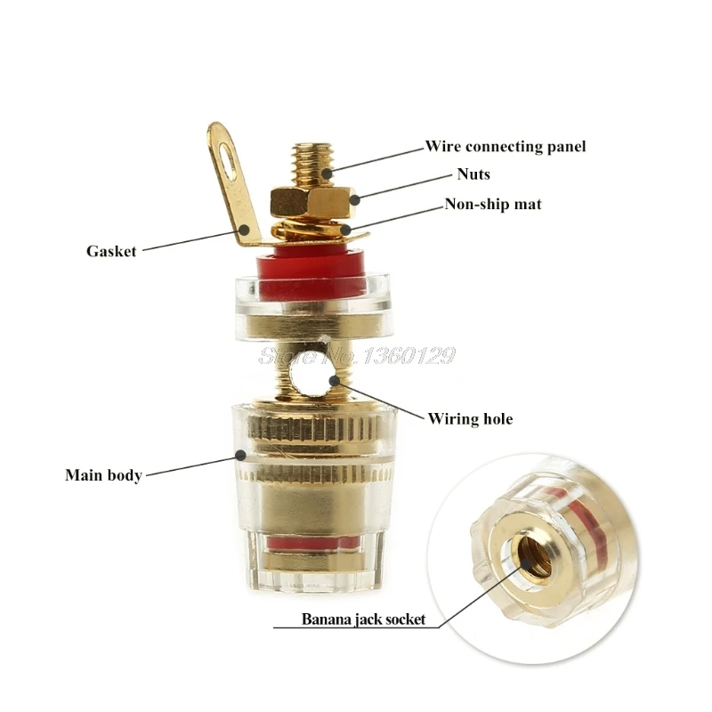 

1 Pair 4mm Binding Post Terminal Speaker Test Banana Plug Socket Connector Amplifier Speaker Wholesale&DropShip