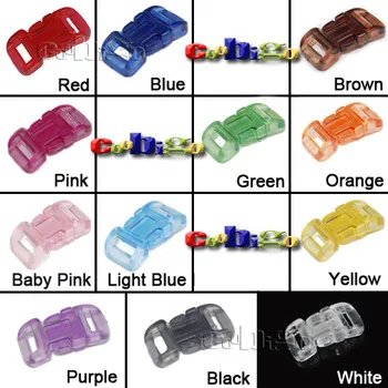 50pcs 7/16" (11mm) Curved Buckles Paracord Bracelet Dog Cat Collar Webbing  Clear Frost Transparent Multicolor#FLC039-T(Mix-s)