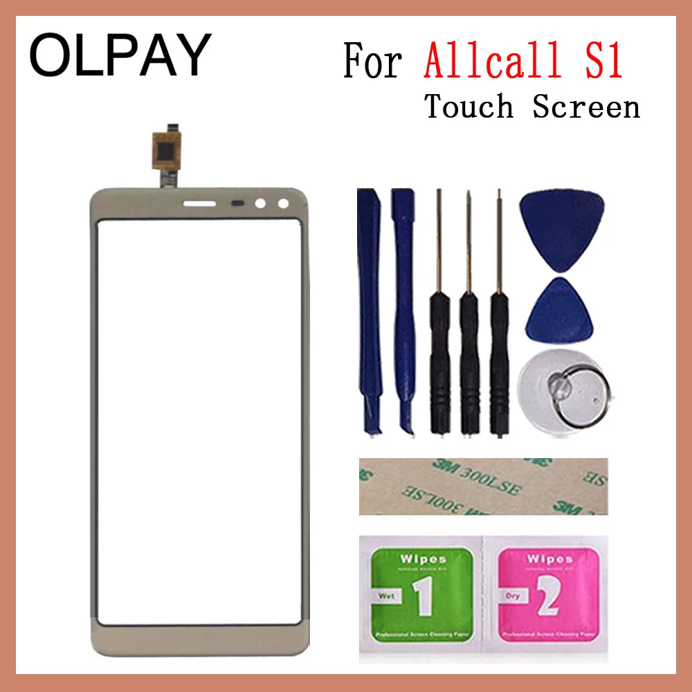 Gold With Tools OLPAY 5,5 дюймов Новинка для Allcall S1 сенсорный экран дигитайзер панель передняя внешняя стеклянная линза сенсор Бесплатный клей+ салфетки - Цвет: Gold With Tools