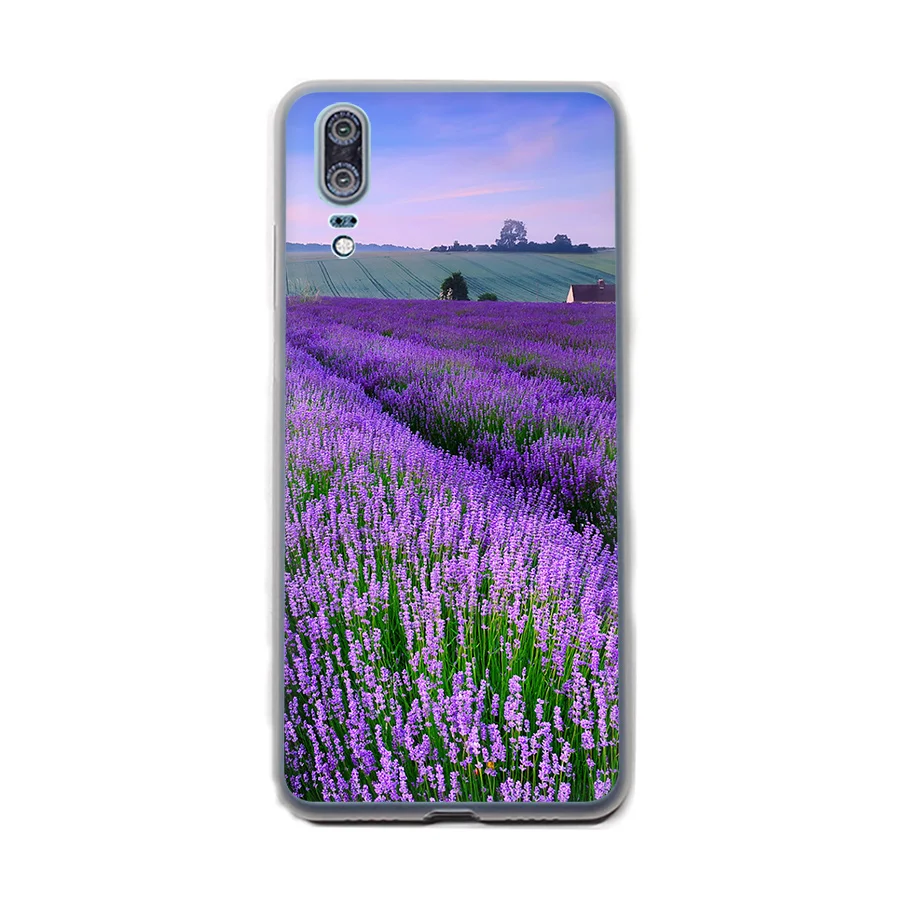 Мягкий чехол из ТПУ простой Лавандовый фиолетовый с цветами для Huawei P30 P8 P9 P10 P20 Lite