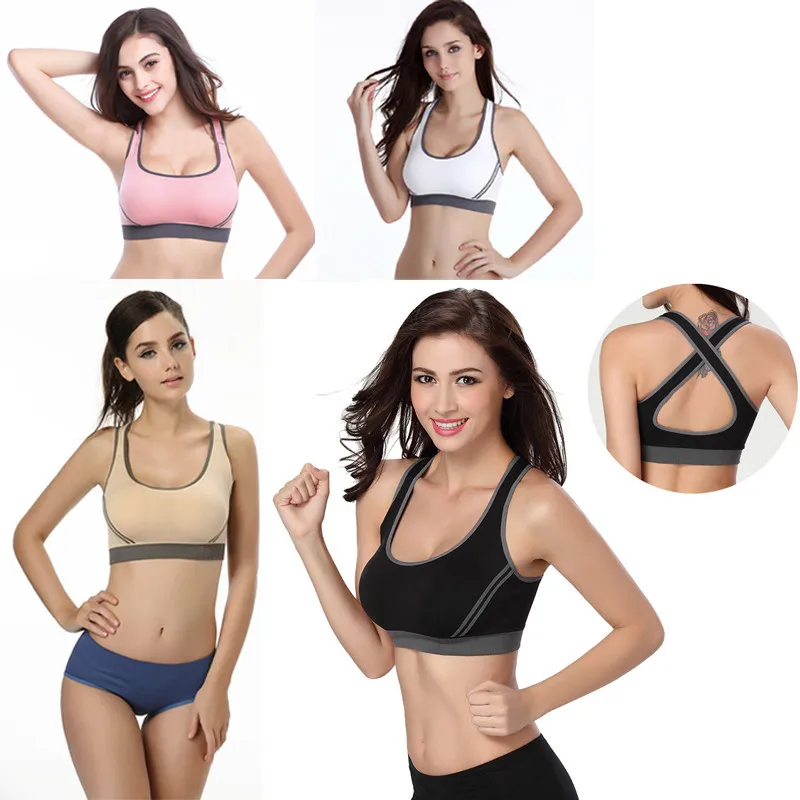 

New Breathable Comfortable Ultra Soft Sports Women's Vest Racerback Sexy Fashion No Ring Padded Yoga Bra Exercise Top#60944