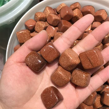 

Bulk Wholesale Factory Price Crystal Gravel Gold Sand Cube Tumbled Stones