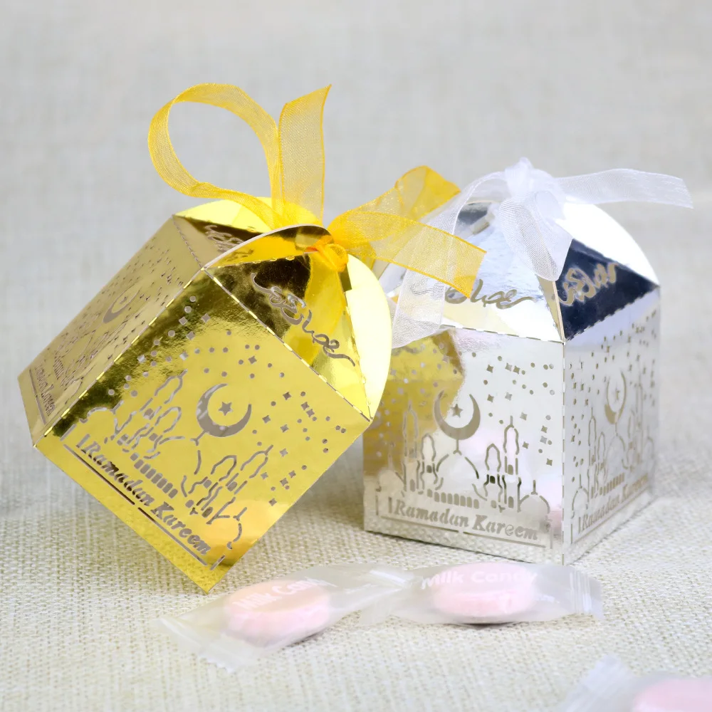 10 шт. Подарочная коробка для конфет Eid Mubarak подарочные пакеты драги упаковка с