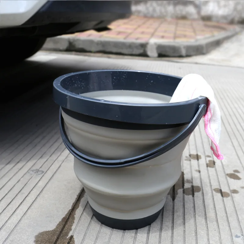 Portátil de silicona Cubo de pesca plegable del cubo de lavado de coches de pesca al aire libre suministros Ronda 1 piezas de baño cocina campamento cubo 4L/ 8L Portátil de silicona Cubo de pesca plegable del cubo de lavado de coches de pesca al aire libre suministros Ronda 1 piezas de baño cocina campamento cubo 4L/ 8L