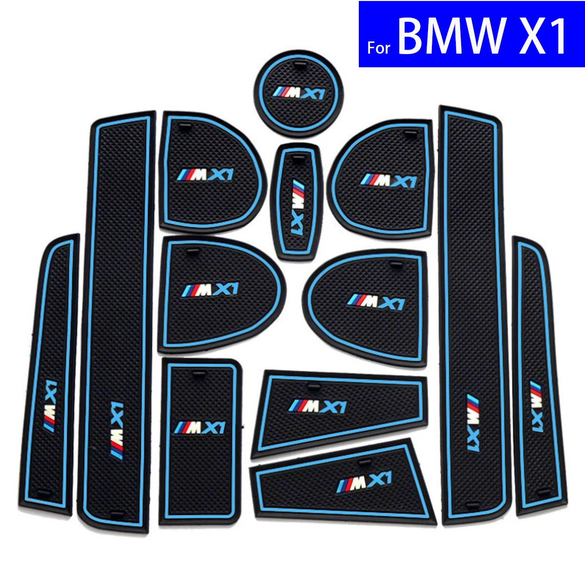 13 Pcs Car Non slip Door Gate Slot Mats Carpets Cup Holder Pads with X1