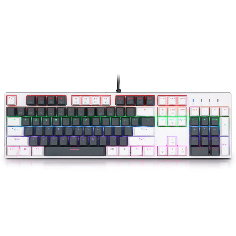 LED Mechanical Keyboard Contrast Color Tactile Clicky Blue Switches Anti-Ghosting USB Wired Gamer Keyboard for dota 2 lol, X8100