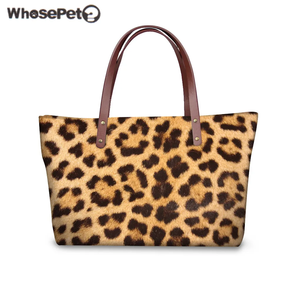 

WHOSEPET Women Handbag Leopard Peacock Printing Shoulder Messenger Bag Fashion Large Tote Bags Top-handle Bolsa Feminina Sac New