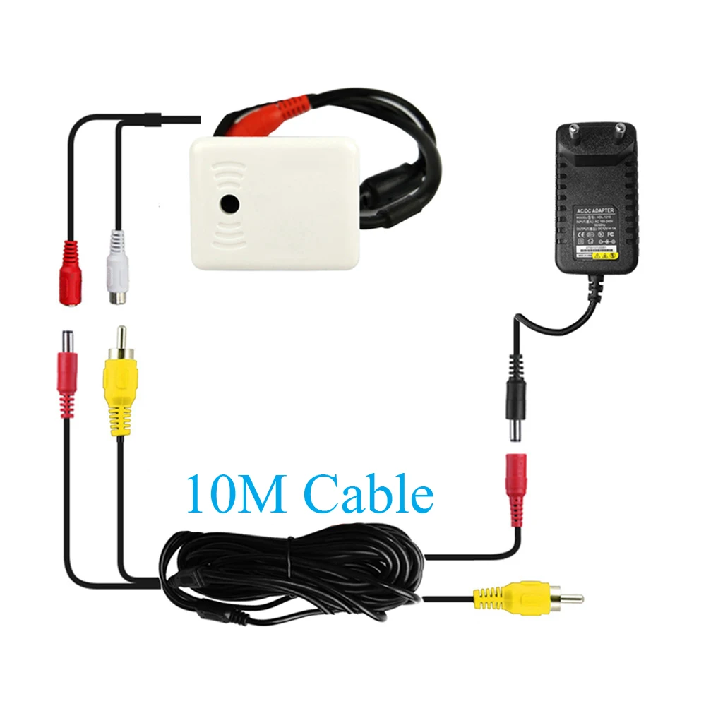 CCTV-High-Sensitive-Microphone-Kit-with-10M-RCA-Audio-Power-Cable-and-DC-12V-Adapter-For-2