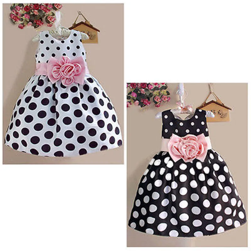 Baby Dress Clothes Princess Baby Kids Girls Party Wedding Polka Dot Flower Gown Fancy Dress Princess 2-7Y