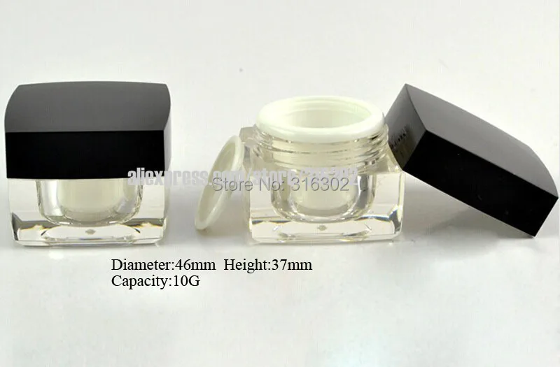 

20 x 10ml Empty Square Acrylic Jars for Cosmetic Cream cosmetic Jar Refillable Bottle Transparent Small Empty Bottle
