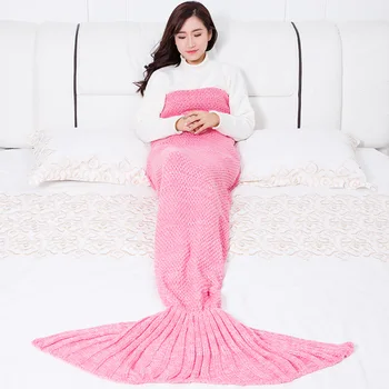 

Mermaid Tail Blanket Yarn Knitted Handmade Crochet Mermaid Blanket Kids Throw Bed Wrap Super Soft Sleeping Bed 3 Sizes 1pcs/lot
