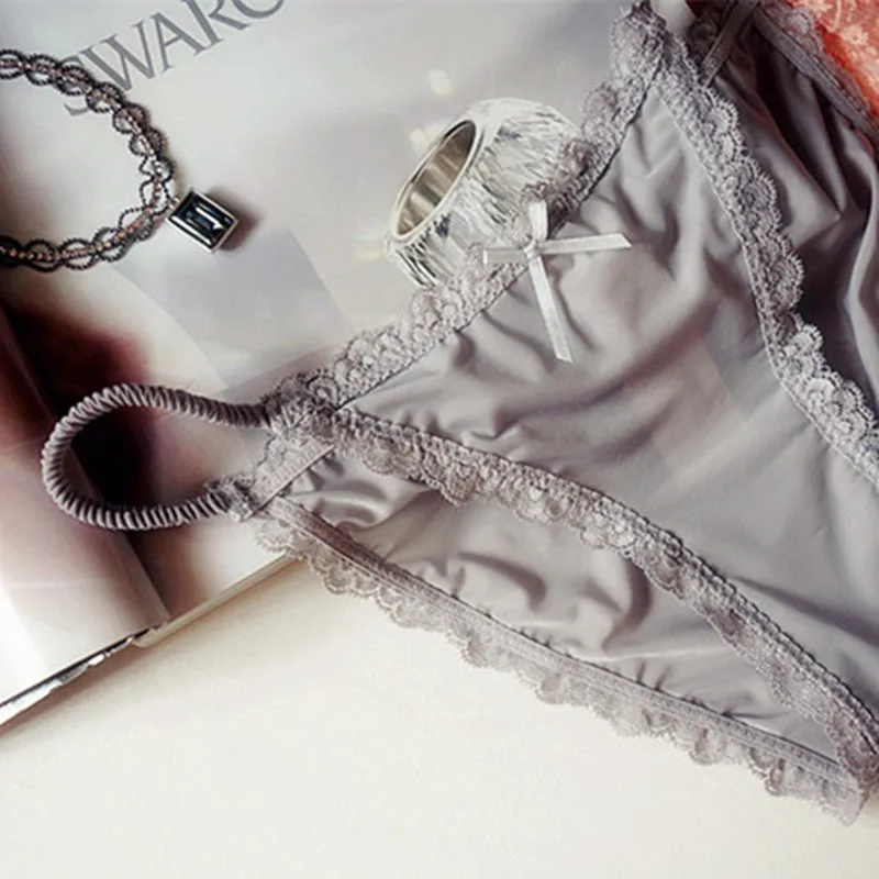 

Sexy panties women's viscose seamless transparent temptation milk, silk lacing white black low-waist lace briefs