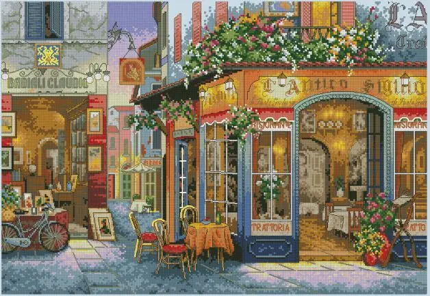 

Top Quality Hot Selling Lovely Counted Cross Stitch Kit European Bistro Bar Saloon Street Shop 35224