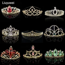 Модные диадемы и короны для принцесс, золотой цвет, повязка на голову, хрустальные стразы, свадебная тиара, аксессуары для волос, украшения для волос