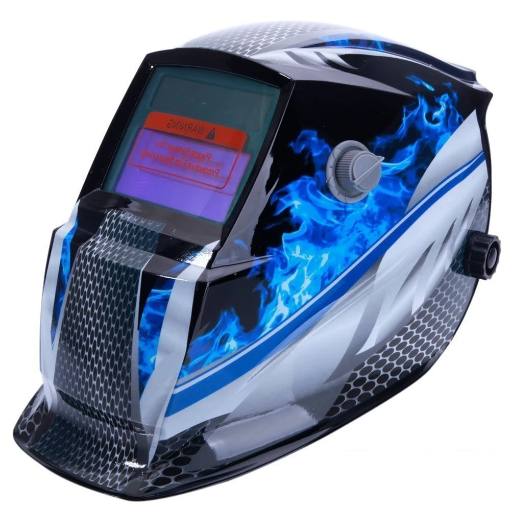 Comprar Máscara de casco de soldadura oscurecimiento automático Solar, rango de sombra ajustable DIN 9 13 resto DIN 4, engranaje de protección del soldador ARC MIG TIG (Rac azul