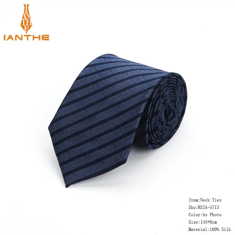Бренд шелковые галстуки для мужчин Классический жаккардовый горошек шеи мужские галстуки синий темно-синий полосатый галстук для подарка вечерние клетчатые галстук для костюма - Цвет: Photo Color