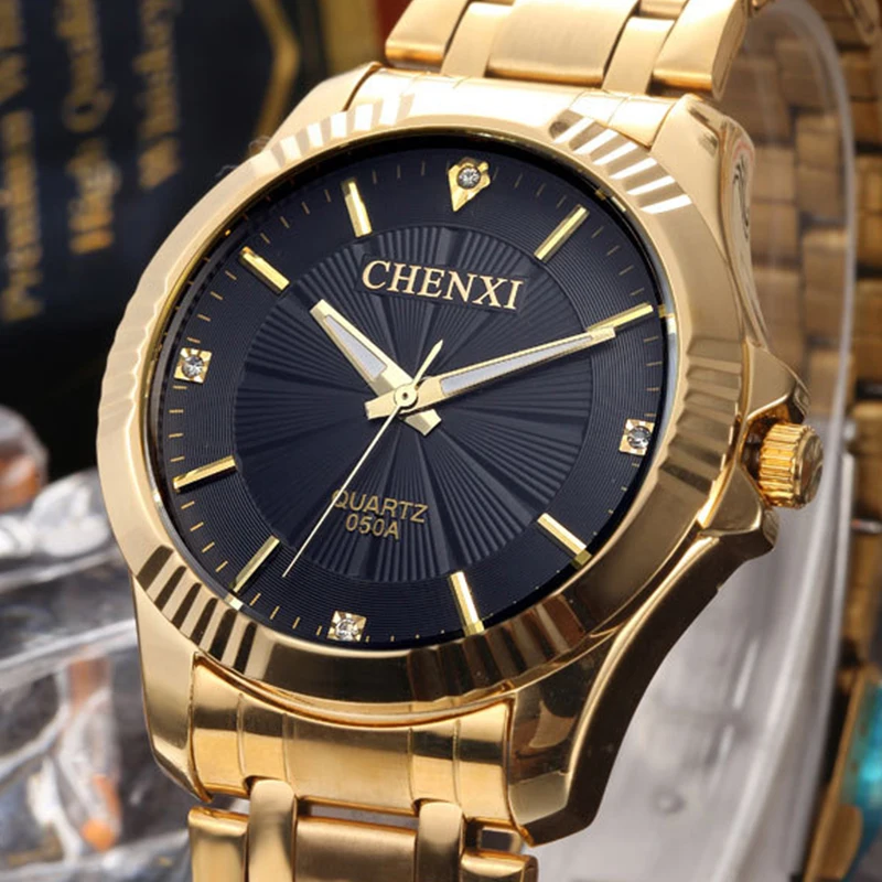 CHENXI Luxury Gold Watch Men Women Fashion Top Brand Quartz Watches Business Lover's Wristwatch Male Clocks Relogio Masculino