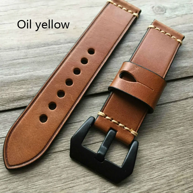 

2019 Special hand cowhide strap For Panerai strap 20MM 22MM 24MM 26MM Fashion men and women leather Watchband Yellow green brown