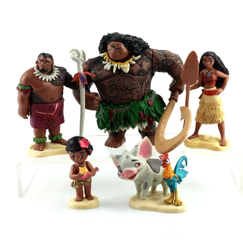 Игрушки Disney 5 шт./компл. герои мультфильмов Vaiana Moana принцесса Мауи вождь Tui Tala Heihei Pua