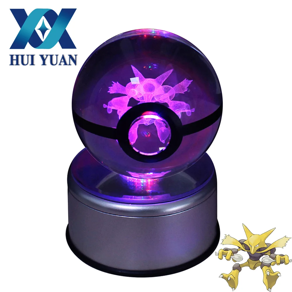 

HUI YUAN Alakazam Crystal Ball 8CM Rotary Base USB & Battery Powered 3D LED Night Light Desk Table Lamp Decorations