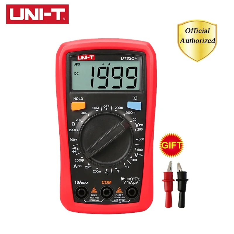 UNI-T UT33A+ UT33B+ UT33C+ UT33D+ цифровой мультиметр AC DC Ток Сопротивление+ 2mF емкость NCV тестер с ЖК-подсветкой - Цвет: UT33C(PLUS)