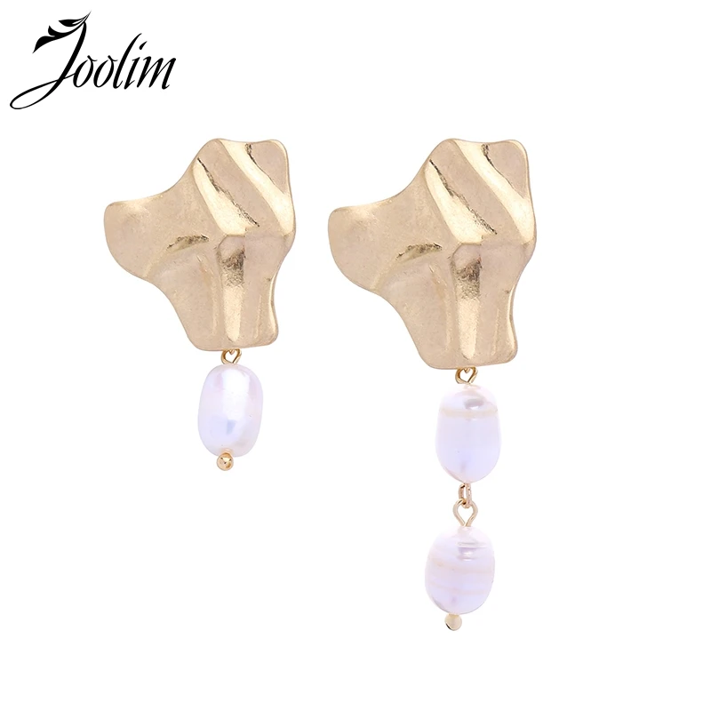 

Joolim Jewelry Wholesale/Stylish Irregular Gold Pearl Piercing Earrring Drop Earring