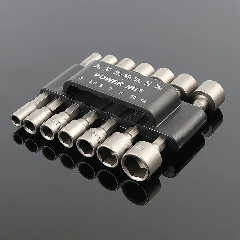 14PCS Power Nut Driver Set Black Case Dual Metric & Standard Sae 1/4" Shank Screwdrivers