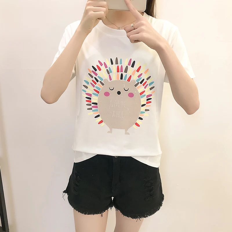 8801# Cartoon Print Cotton Maternity Nursing T-shirt Breast Feeding T Shirt Clothes for Pregnant Women Summer Pregnancy Tees Top