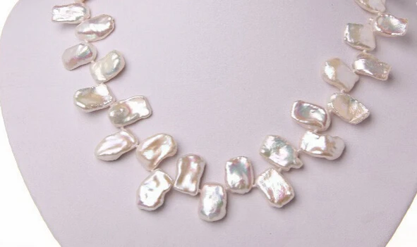 

FREE SHIPPING>>>@@ > N2651 stunning big 18mm baroque white keshi reborn freshwater pearl necklace