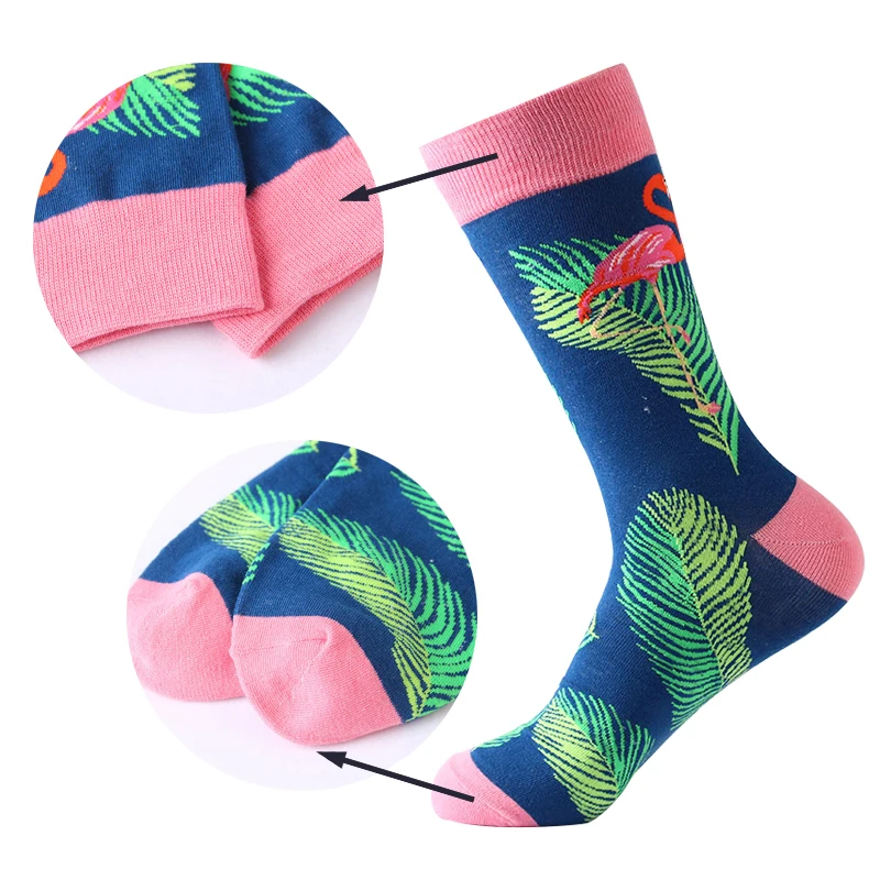 Moda Socmark, модные мужские носки, водоросли, океан, геометрические, Зебра, фламинго, Полосатые стильные счастливые носки, уличная одежда, забавные носки