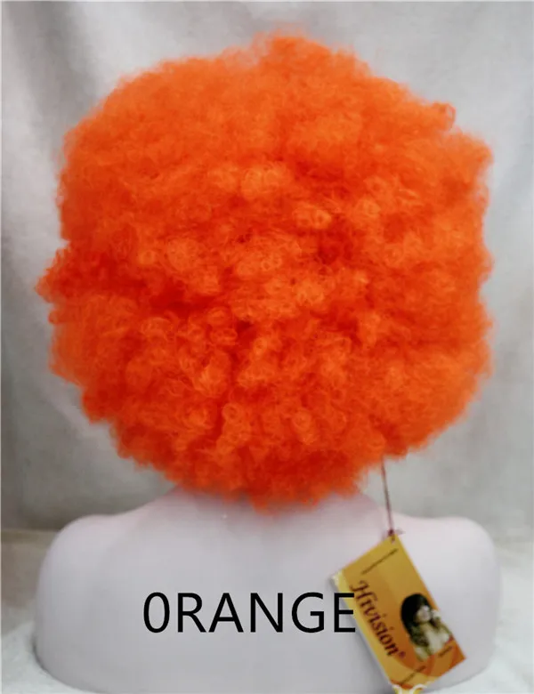 StrongBeauty парик средней длины каштановый красный синий огромный Джамбо АФРО Синтетические вечерние парики для косплея клоуна - Цвет: Оранжевый