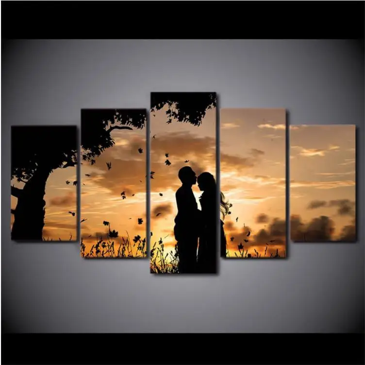 

5d full spuare&round 5 Panel Lovers Landscape 5d diamond painting 5d diy diamond embroidery painting cross stitchsets
