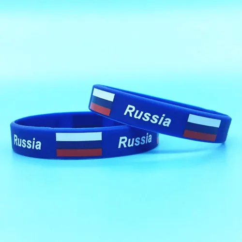 2 шт силиконовый логотип флага страны ID Браслет World Sports Fans браслет эластичные резиновые браслеты игры болельщик подарки браслеты - Окраска металла: Russia