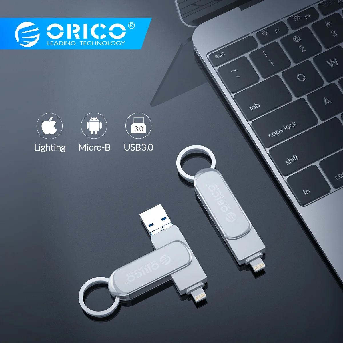 ORICO USB флэш-накопитель 64G 32G 3 в 1 U диск освещения Micro B USB3.0 интерфейс флэш-диск поддержка для IOS/Andriod/PC систем