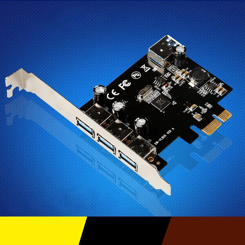 Супер-Скорость 4 Порты и разъёмы USB 3,0 PCI-E PCIe PCI Express карты расширения для настольных ПК-R179 Прямая
