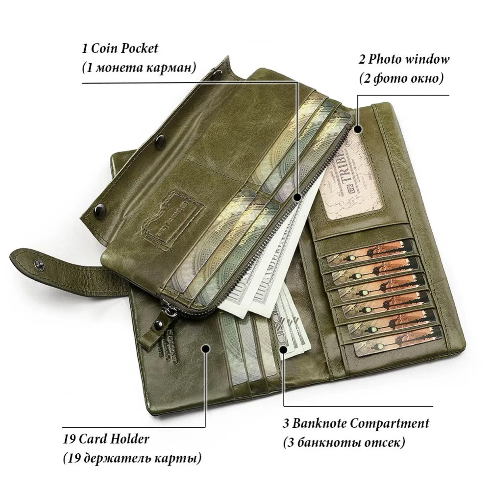 Цена KAVIS модный кошелек из 100% натуральной кожи женский кошелек для монет Portomonee удобный длинный зажим для денег Дамский валлет держатель для карт ...