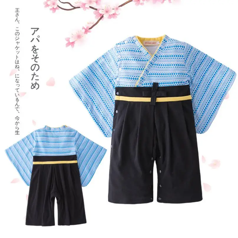 Детский комбинезон-кимоно Одежда для маленьких мальчиков и девочек японская Стиль Мягкий хлопок Костюмы с прозрачными вставками наряд для маленьких детей новорожденных принтованные комбинезоны Y687