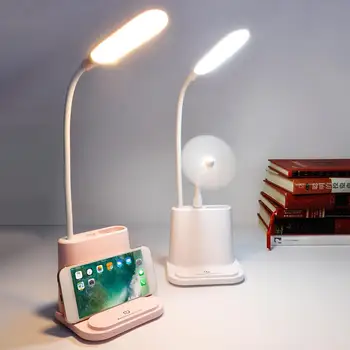 

Table Lamp LED Pen Holder Mobile Phone Charging Folding Storage Stand Small Night Light Eye Protection Lamp for Students Reading