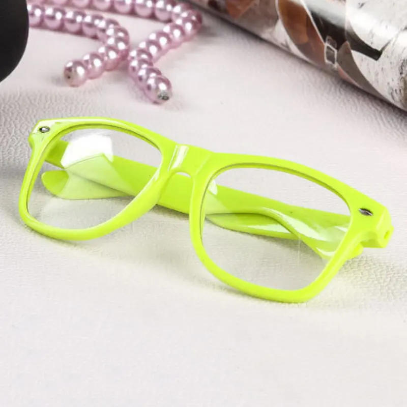 Mayitr 1pc Fashion Nerd Clear Glasses Clear Lens Geek Glasses 16 Colors Plain Mirror Plastic Full frame Eyeglasses Eyewear
