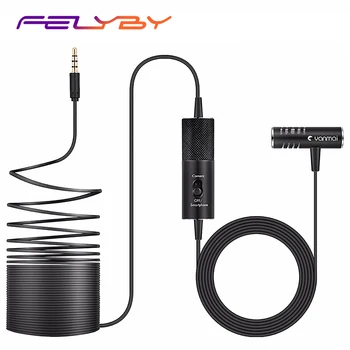 

FELYBY Professional Audio Video Lavalier Microphone Clip Capacitor Microphone Noise Reduction for iPhone & PC & Camera