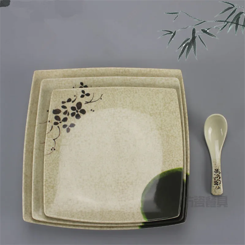 

High quality melamine plate square plate thickened dinner plates 2/PCS