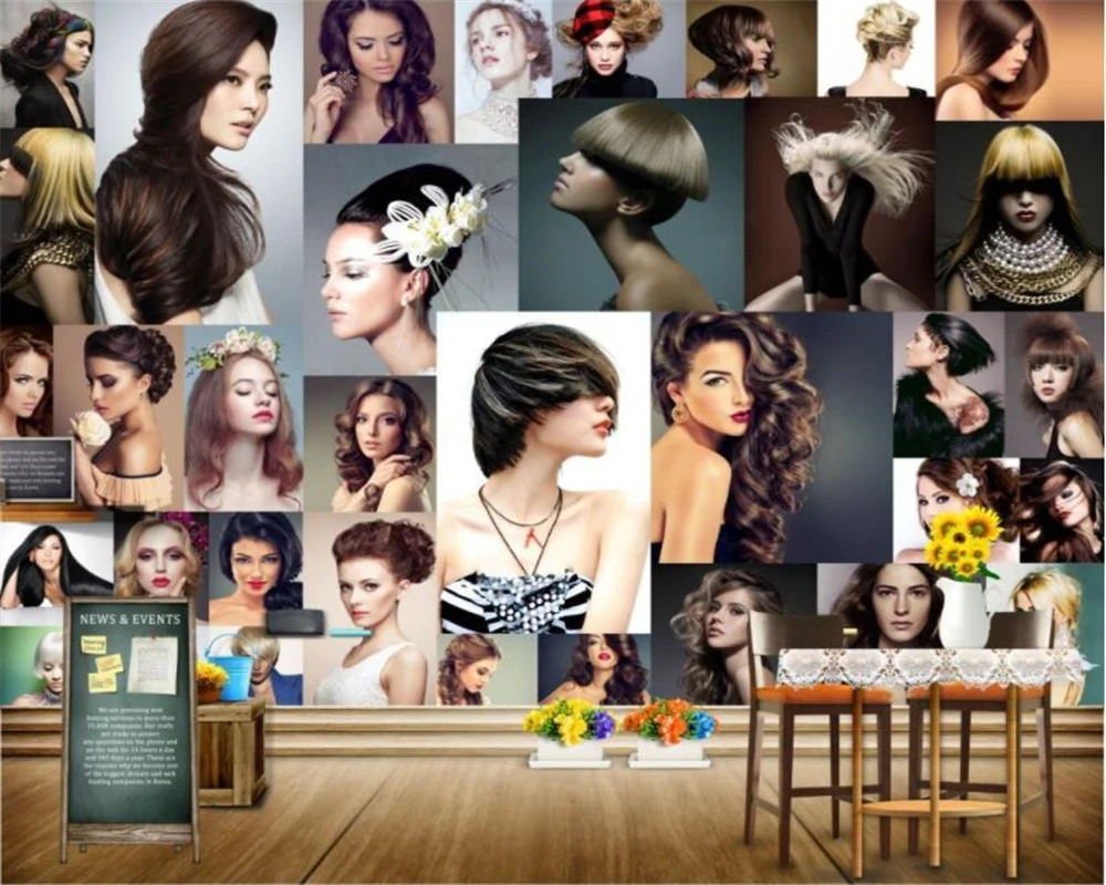 

beibehang Custom Any Size 3d Wallpaper Mural Fashion Personality Barbershop Hairdressing Background 3d wallpaper papier peint