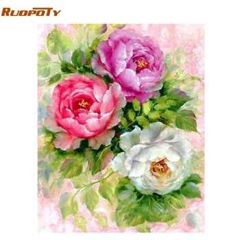 

RUOPOTY Frame Flowers DIY Painting By Number Modern Acrylic Paint On Canvas Painting Unique Gift For Home Decoration 40x50cm Art