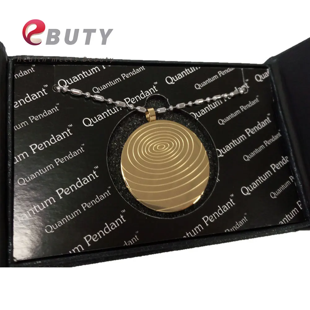 

Gold Quantum Scalar Energy Stainless Steel Pendant with Far Infrared/ Negative Ion /Germanium Stones, 2 Pcs/lot Free Shipping