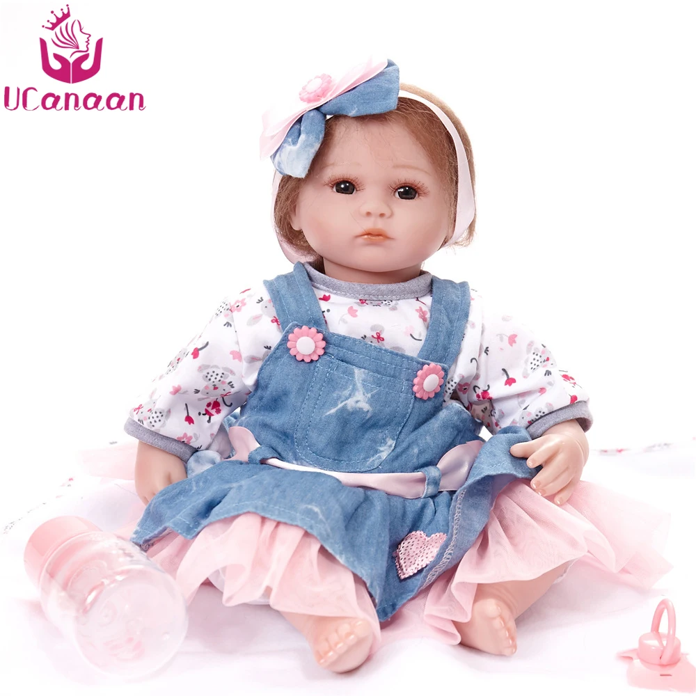 

UCanaan 45cm Reborn Baby Doll Silicone Soft Handmade Newborn Baby Alive Realistic Dolls Fashion Toys For Kids Birthday Gift