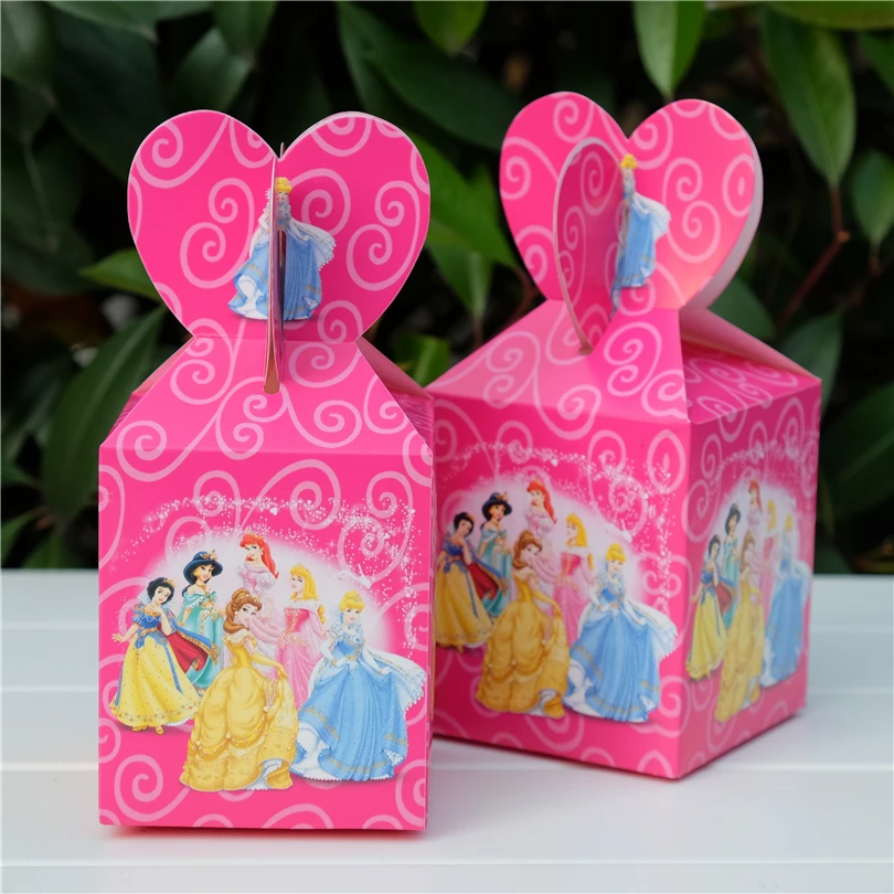 

6pcs/lot Cinderella Snow white Beauty and the beast Favor Box Candy Box Gift Box Cupcake Box Kids Birthday Party Supplies