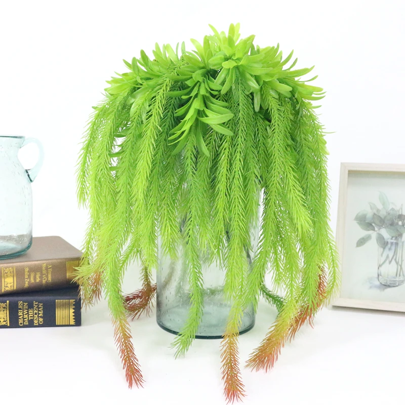 JAROWN Artificial Dragon Grass Green Plants Simulation Plastic Pine Needles Small Hanging Vine For Wedding Decoration Home Decor Flower (2)
