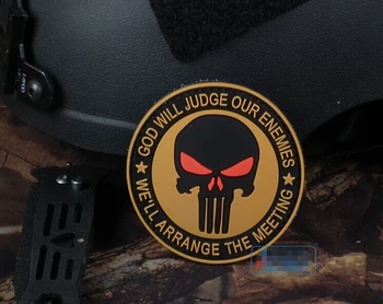 

10pcs Military PVC Skull Patch Rubber 3D Hook And Loop Tactical Punisher Emblem Combat Armband Morale Badge Tan Color