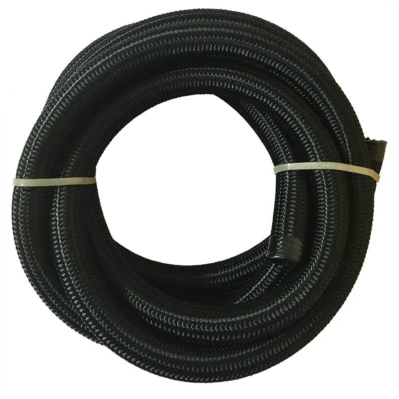 SPEEDWOW Universal 5Meter AN10 Oil Fuel Hose Nylon Braided Black Hose
